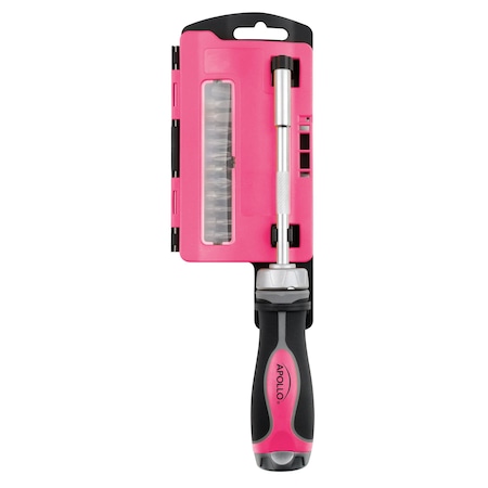 Ratcheting Screwdriver Set, 13 In 1, Pink MPN:DT5021P