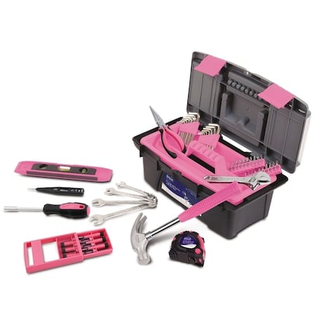 53 Piece Household Tool Kit with Tool Box Pink MPN:DT9773P