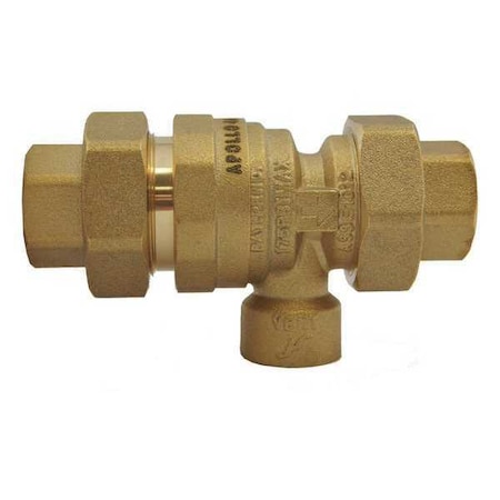 Dual Check Valve w/ Port, Brass, 1/2