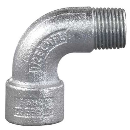 IMC 90 Deg Elbow, 1 in, Threaded, Aluminum, Electro Zinc Plated, Silver MPN:ELMFL90-100-A