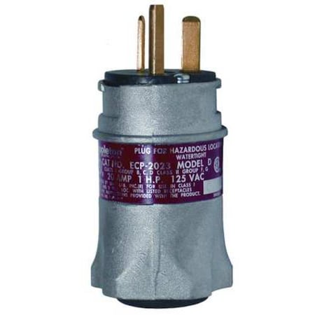 Straight Blade Plug, 1 hp, 20 A, Gray MPN:ECP-2023