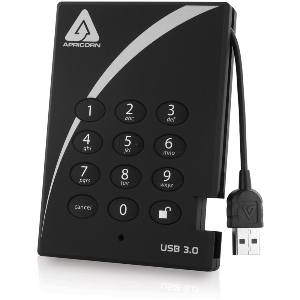 Apricorn Aegis Padlock A25-3PL256-S256 256 GB Solid State Drive - 2.5in External - Black - USB 3.0 - 160 MB/s Maximum Read Transfer Rate - 3 Year Warranty MPN:A25-3PL256-S256