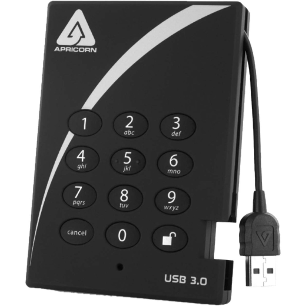 Apricorn Aegis Padlock A25-3PL256-S512 512 GB Portable Rugged Solid State Drive - External - USB 3.0 - 160 MB/s Maximum Read Transfer Rate - 3 Year Warranty MPN:A25-3PL256-S512