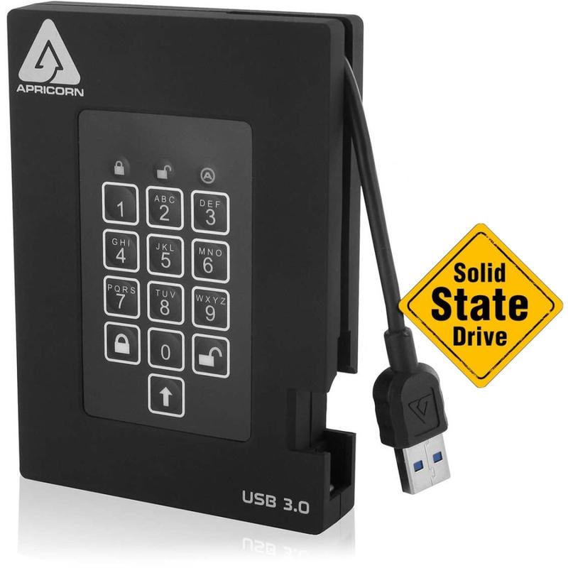 Apricorn Aegis Padlock A25-3PL256-S512F 512 GB Rugged Solid State Drive - External - USB 3.0 - 180 MB/s Maximum Read Transfer Rate - 3 Year Warranty MPN:A25-3PL256-S512F