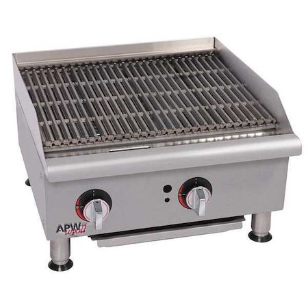 2 Burners Gas CharRock Charbroiler, 80000 BTU MPN:GCRB-24S