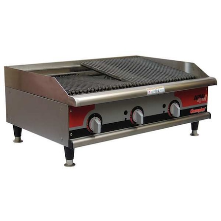 Gas Radiant Charbroiler, 3 Burner, L 36 In MPN:GCB-36S
