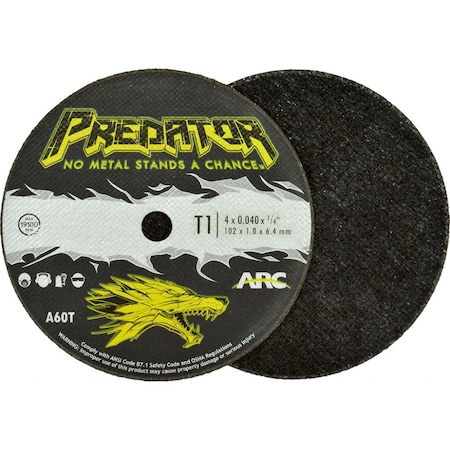 Abrasive Cut-Off Wheel, Type 1, 4 in Dia, 0.0469 in Thick, 1/4 in Arbor Hole Size, Aluminum Oxide MPN:904041405