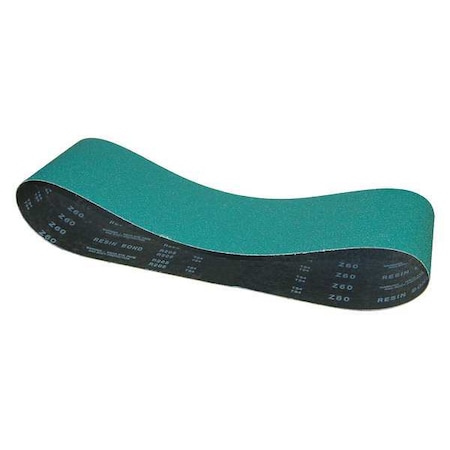 Sanding Belt, 1/2 in W, 12 in L, Coated, Zirconia Alumina, 80 Grit, Medium, Predator, Green MPN:71405-1