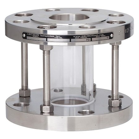 Single Wall Sight Flow Indicator, Flanged, 8 in Pipe, Stainless Steel, Borosilicate Window MPN:AKGF080-C19A000