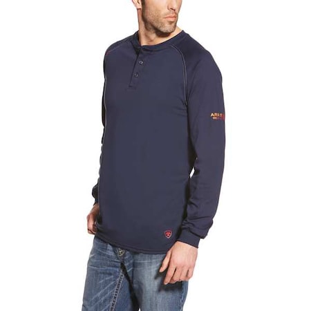 Men's FR Henley Longsleeve Tee, Buttons, Navy, M MPN:10013518