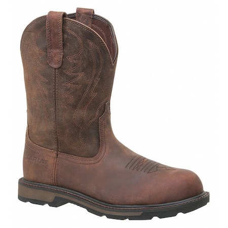 Men's Western Boot, 12 D, Steel Toe, 10 in H, Brown, 10014241 MPN:10014241