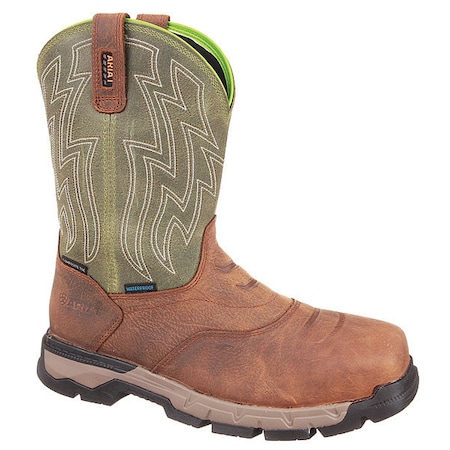 Men's Western Boot, 9, Composite Toe, 10 in H, Brown/Green, 10021486 MPN:10021486