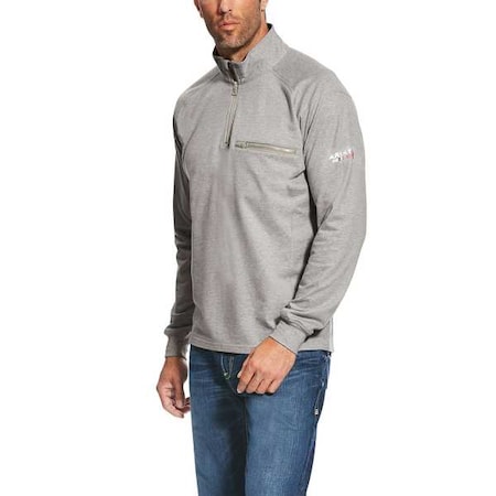 Men's FR 1/4 Zip, Cotton, Zipper, Gray, L MPN:10022334