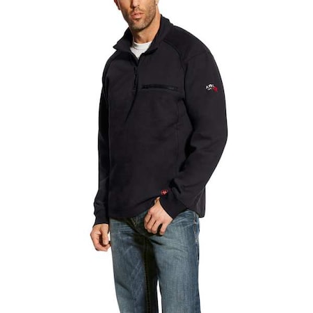 Men's FR 1/4 Zip, Cotton, Zipper, Black, M MPN:10023985