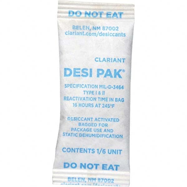 Desiccant Packets, Material: Clay , Packet Size: 5 g , Container Type: Pail , Area Protected: 0.14ft3 , Number of Packs per Container: 1200  MPN:D1/6UCT