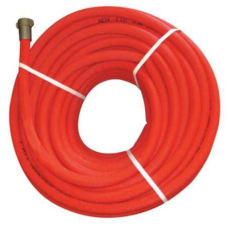 Fire Hose, Single Jacket, 150 ft. Length, 1 in Hose Inside Dia., Polyurethane Hose Tube, Red MPN:G541ARMRE150N