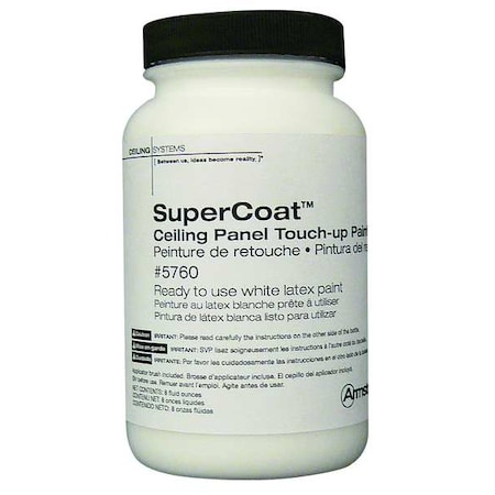 Ceiling Tile Touch-Up Paint, Latex, White, 8 oz MPN:5760