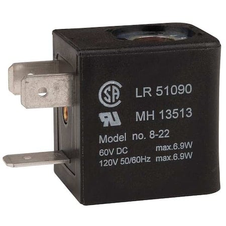Solenoid Valve Coil, 120V AC, 22 mm Valve Coil Size, DIN 43650B MPN:116218-33