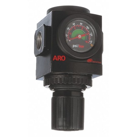 Compressed Air Regulator, 2000 Series, Aluminum, 1/2 in NPT, 210 cfm, 0 psi to 140 psi, Knob MPN:R37341-600