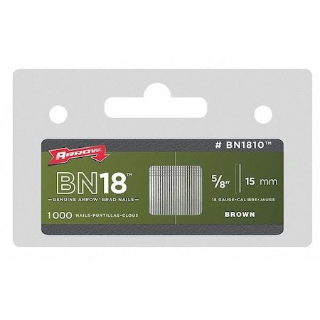 Collated Brad Nail, 5/8 in L, 18 ga, Hot Dipped Galvanized, Flat Head, 1000 PK MPN:BN1810CS