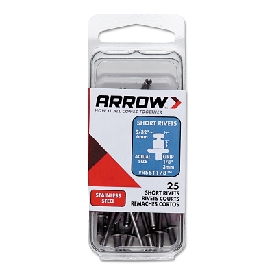 (25/Pc) Short 1/8 Steelrivet MPN:RSS1/8