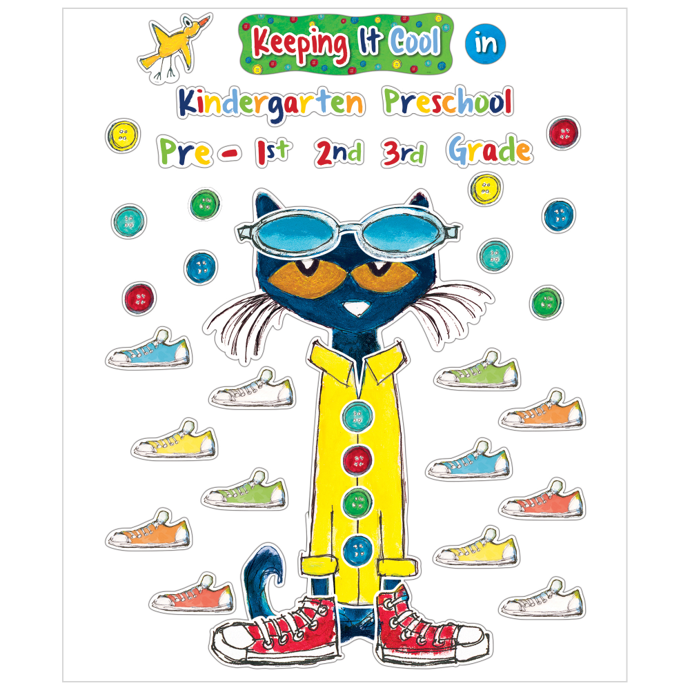 Edupress Pete The Cat Keeping It Cool In Bulletin Board Set, Set Of 65 Pieces MPN:EP-63922