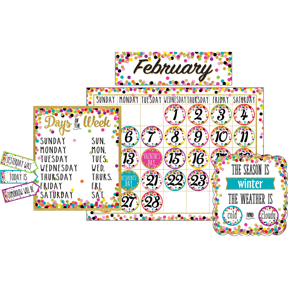 Teacher Created Resources Confetti Calendar Bulletin Board Display, Pack Of 84 Pieces MPN:TCR5443