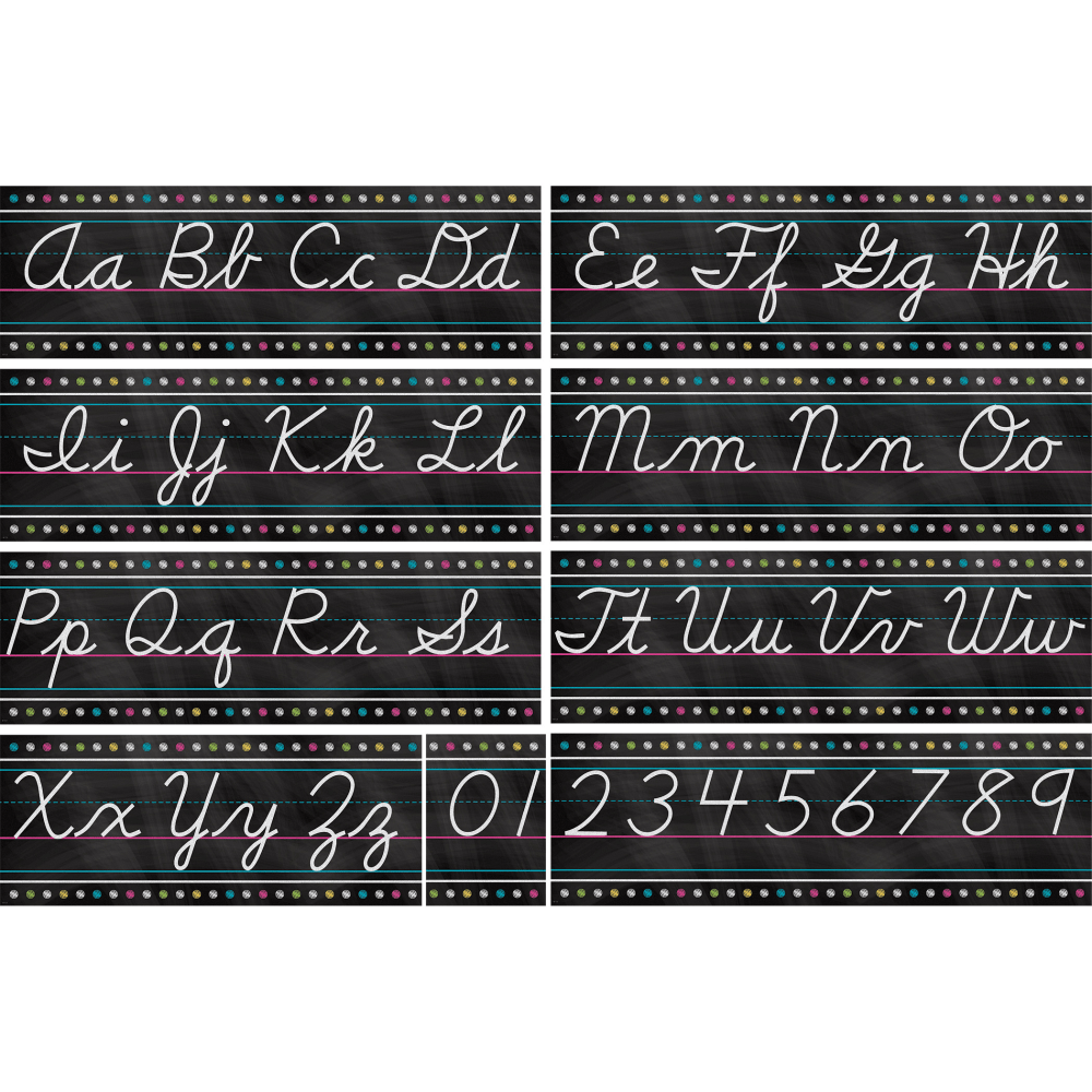 Teacher Created Resources Chalkboard Brights Cursive Writing Bulletin Board Display Set, Multicolor MPN:TCR5858