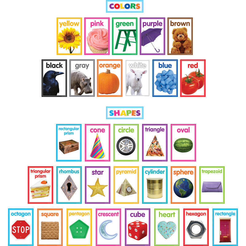 Teacher Created Resources Colorful Photo Shapes & Colors Cards Bulletin Board Set MPN:TCR8799