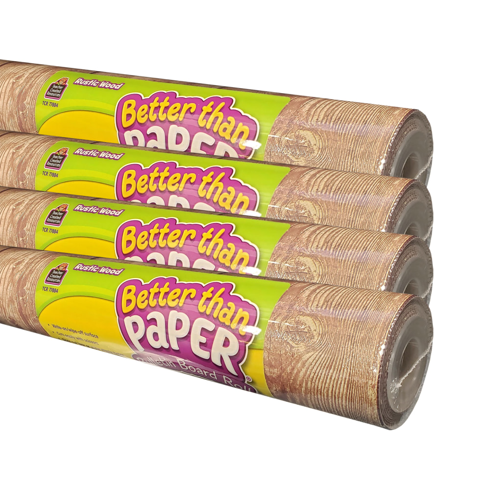 Teacher Created Resources Better Than Paper Bulletin Board Rolls, 4ft x 12ft, Rustic Wood, Set Of 4 Rolls MPN:TCR32204