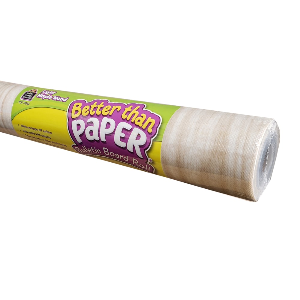 Teacher Created Resources Better Than Paper Bulletin Board Paper Rolls, 4ft x 12ft, Light Maple Wood, Pack Of 4 Rolls MPN:TCR32322
