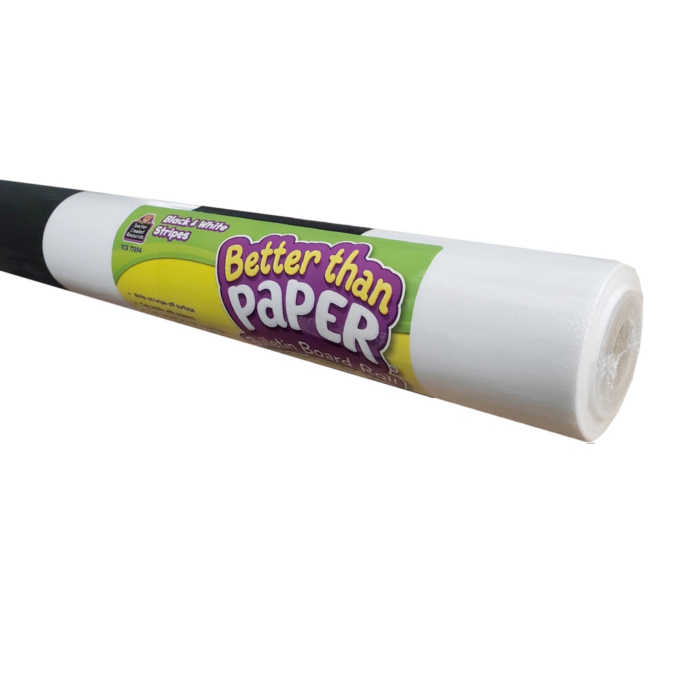 Teacher Created Resources Better Than Paper Bulletin Board Paper Rolls, 4ft x 12ft, Black & White Stripes, Pack Of 4 Rolls MPN:TCR32326