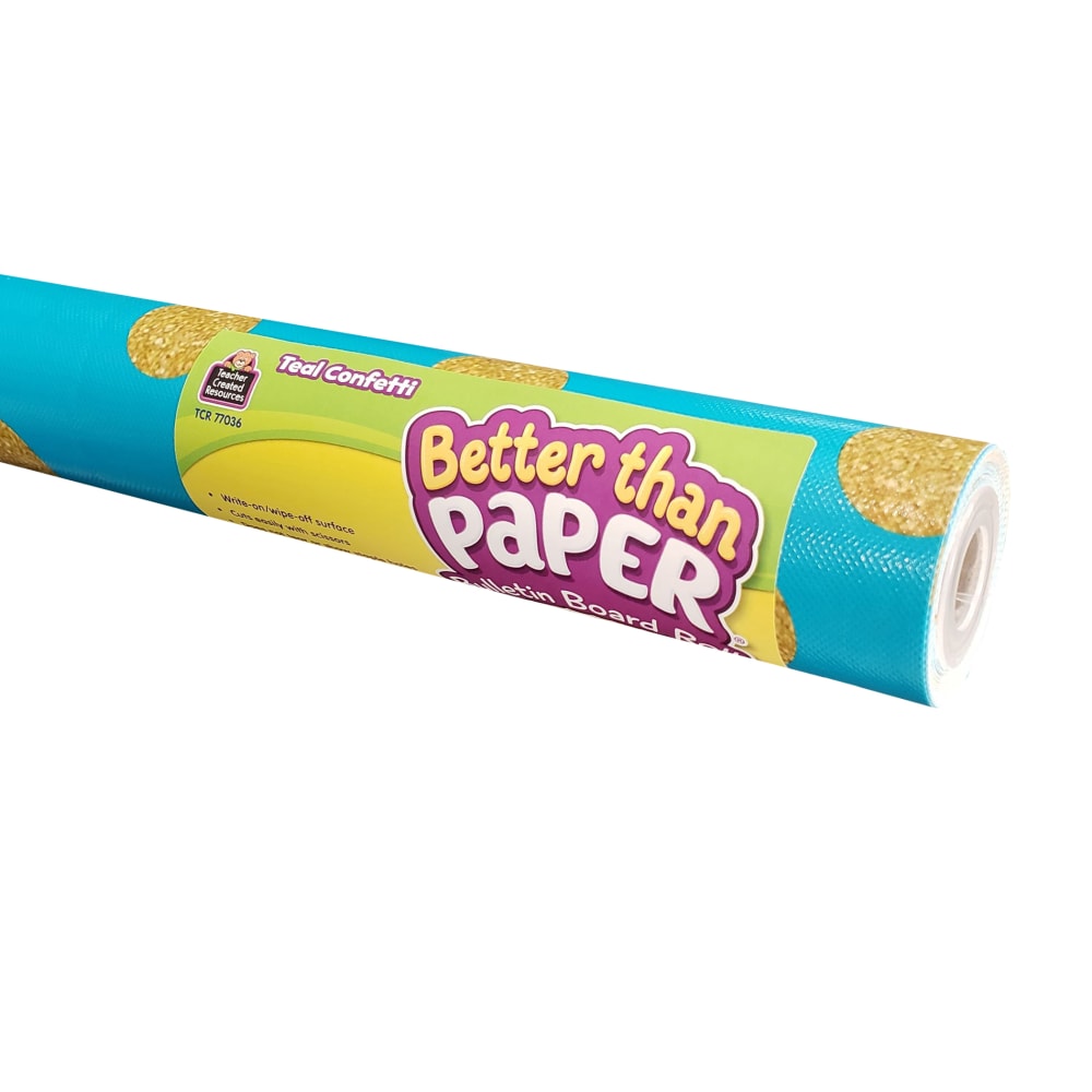 Teacher Created Resources Better Than Paper Bulletin Board Paper Rolls, 4ft x 12ft, Teal Confetti, Pack Of 4 Rolls MPN:TCR32347