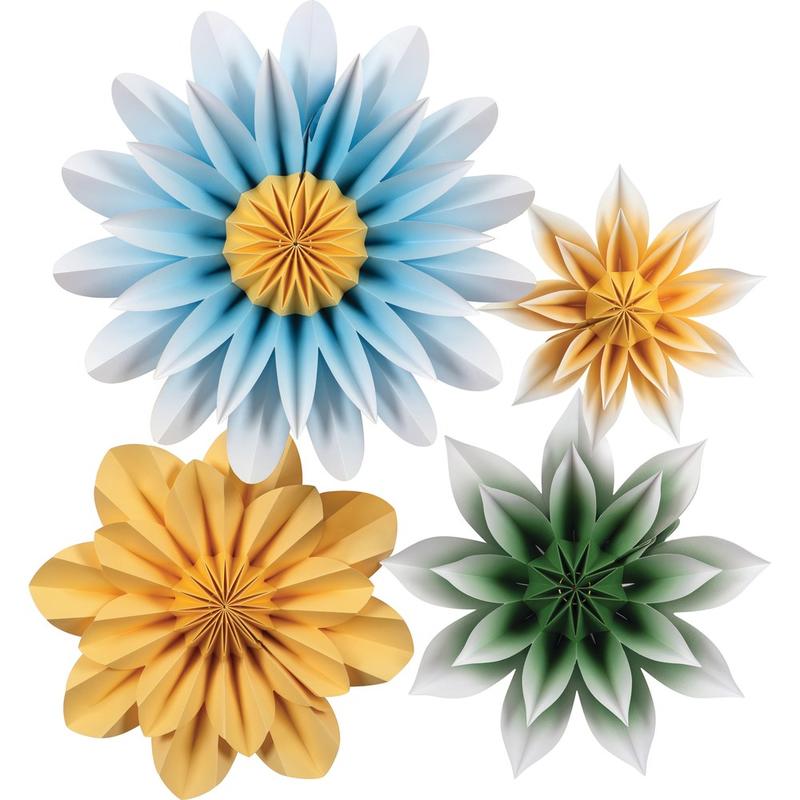 Teacher Created Resources Paper Flowers, Floral Sunshine, Pack Of 4 Paper Flowers MPN:TCR8546