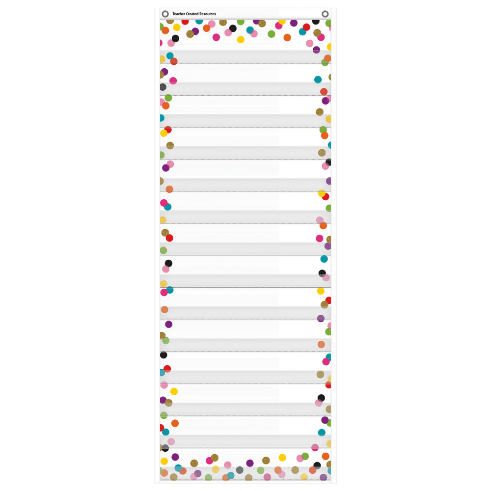 Teacher Created Resources 14-Pocket Chart With Schedule Cards, 13in x 34in, Confetti MPN:TCR20330