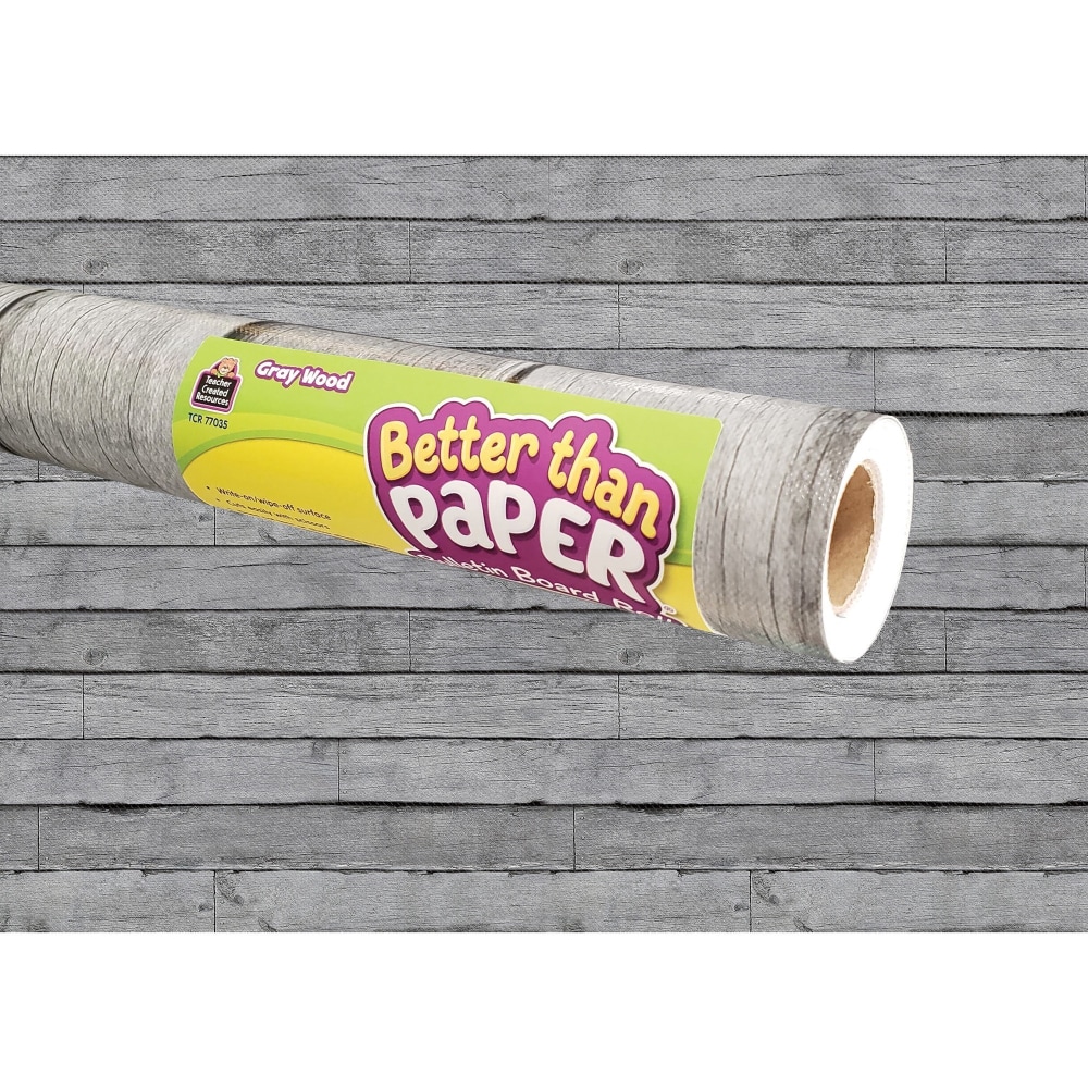 Teacher Created Resources Bulletin Board Roll - Bulletin Board, Poster, Student - 12 ft Height x 48in Width - Gray Wood - Fabric - 1 Roll MPN:77035