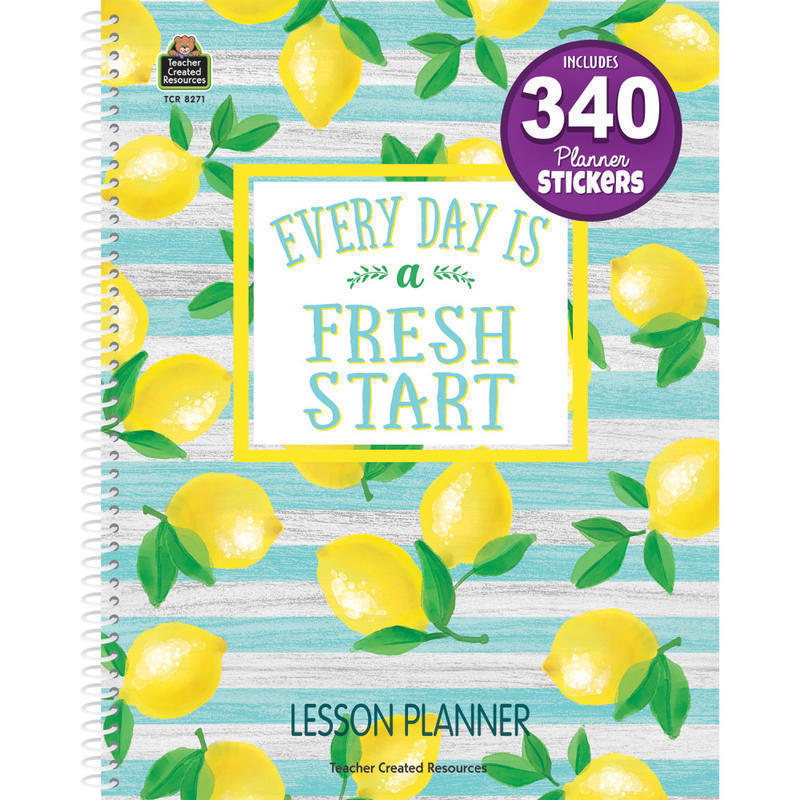 Teacher Created Resources 40-Week Lesson Planner, 8-1/2in x 11in, Lemon Zest MPN:TCR8271