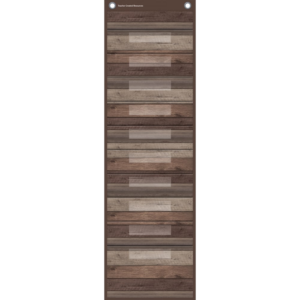 Teacher Created Resources File Storage Pocket Chart, 10 Pockets, 14in x 58in, Dark Wood MPN:TCR20331