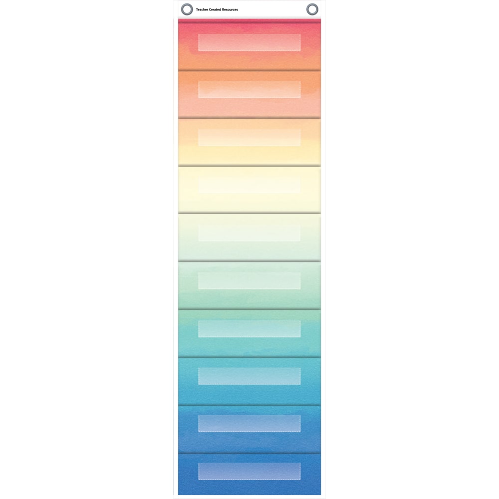 Teacher Created Resources File Storage Pocket Chart, 10 Pockets, 14in x 58in, Watercolor MPN:TCR20842