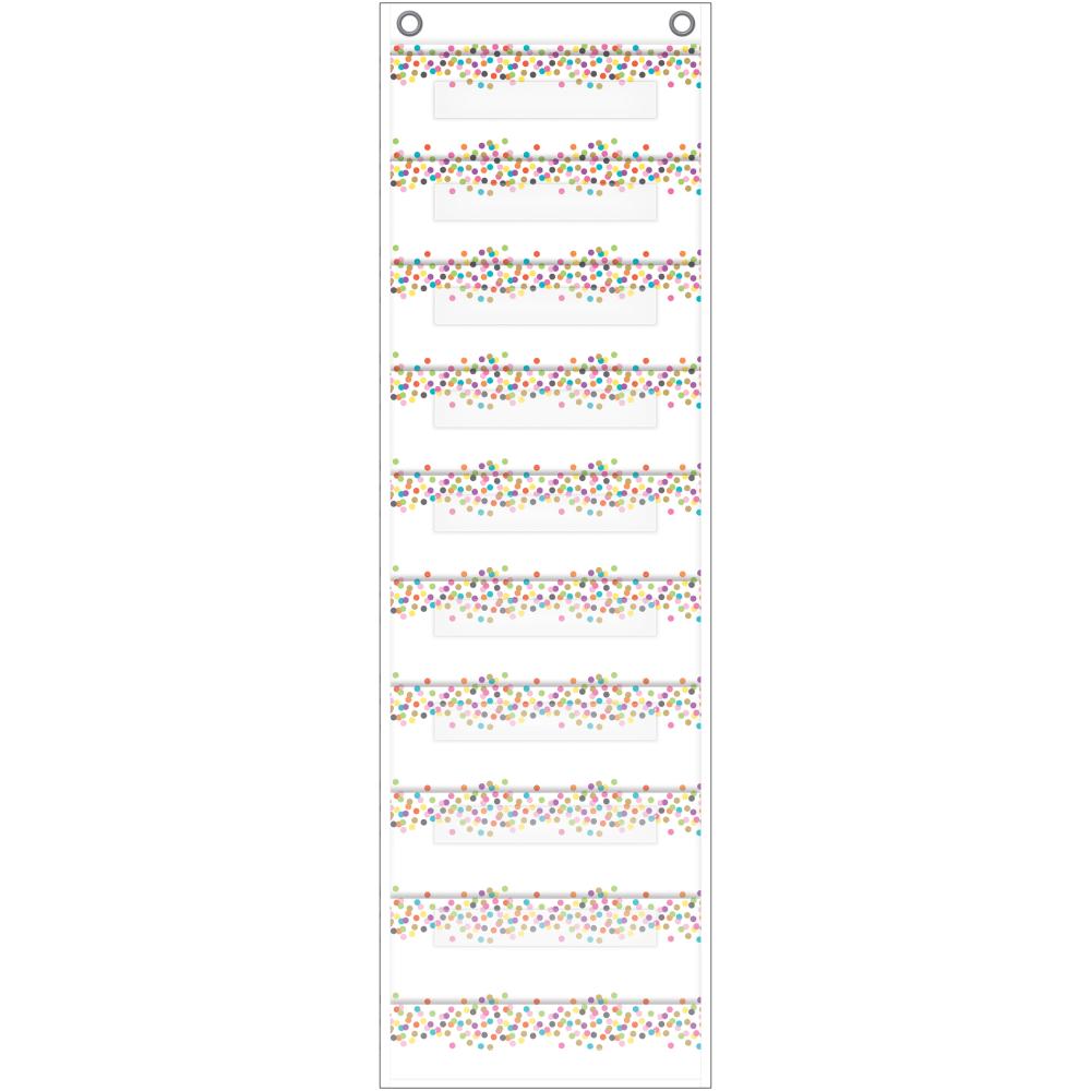 Teacher Created Resources File Storage Pocket Chart With 10 Pockets, 14in x 58in, Confetti MPN:TCR20843