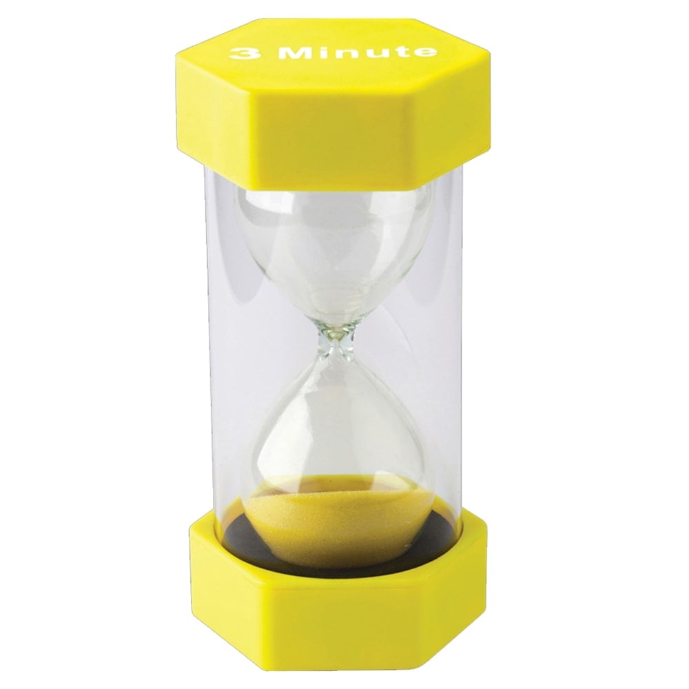 Teacher Created Resources 3-Minute Sand Timer, 6-3/8in x 3-1/4in, Yellow MPN:TCR20659