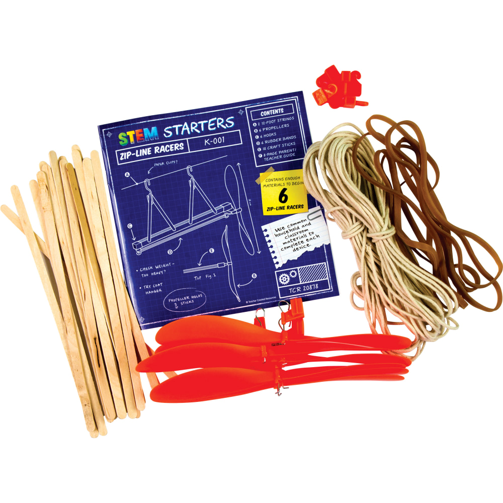 Teacher Created Resources STEM Starters, Zip-Line Racers, Grades 3-12, Set Of 38 Pieces MPN:TCR20878