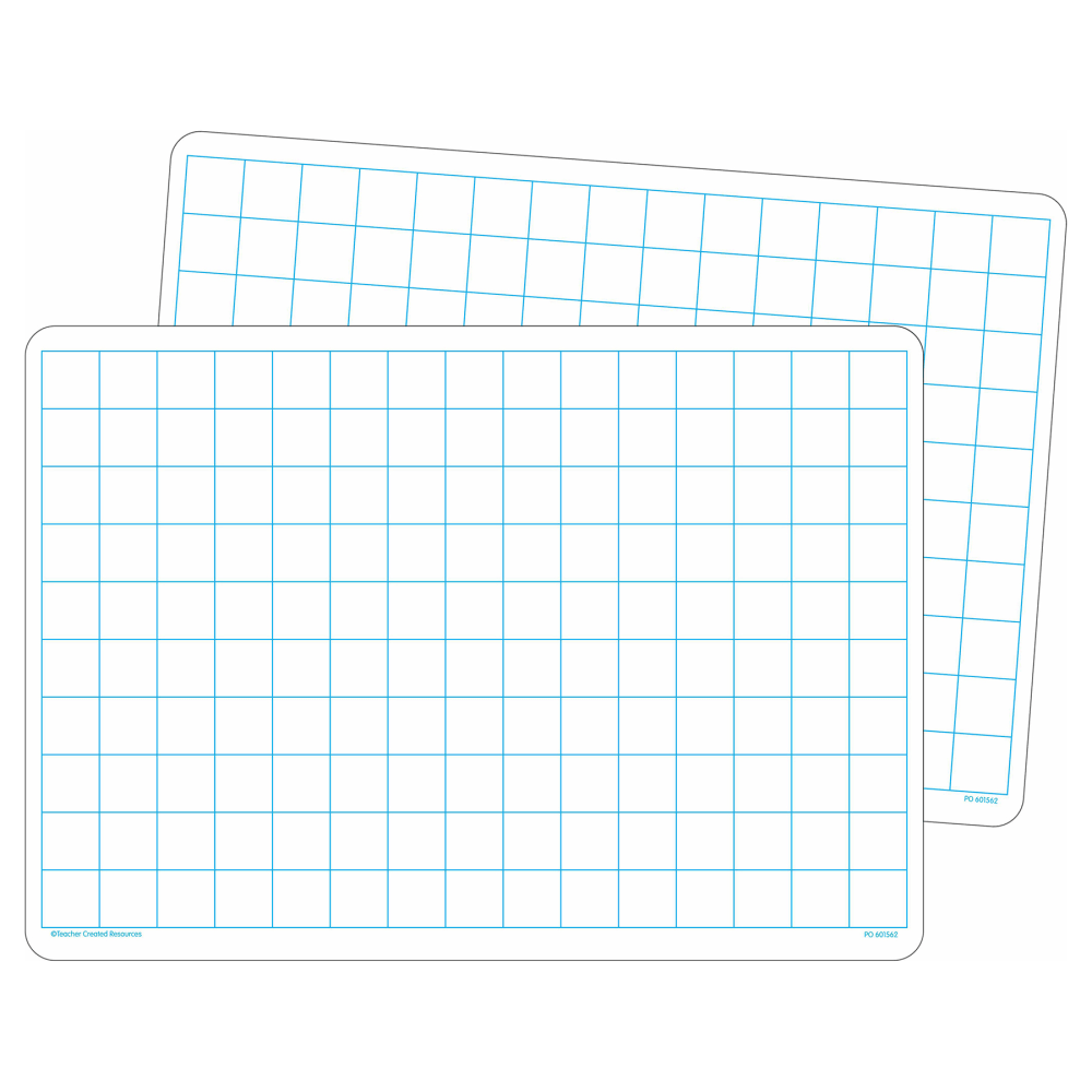 Teacher Created Resources Non-Magnetic Double-Sided Math Grid Dry-Erase Boards, 11-3/4in x 8-1/4in, White, Pack Of 10 Boards MPN:TCR77253