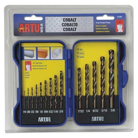 14pc. Cobalt 135 Degrees Drill Bit Set MPN:01304