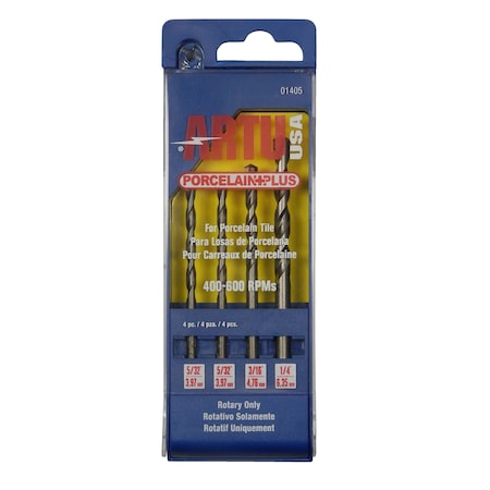 Porcelain Plus Tile Drill Bit Set, 4 pcs. MPN:01405