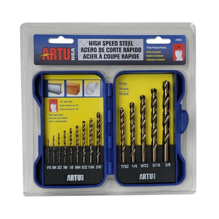 Drill Bit Set, Steel, High Speed, 14 pcs. MPN:01904