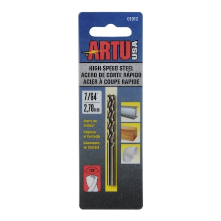 Drill Bit, Steel, High Speed, 7/64