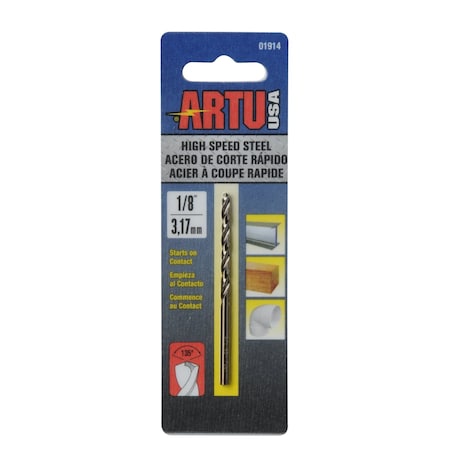 Drill Bit, Steel, High Speed, 1/8