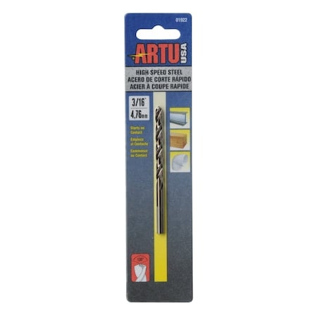 Drill Bit, Steel, High Speed, 3/16