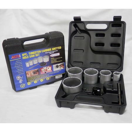Hole Saw Set, Tungsten Carbide Grit, 8 pcs MPN:02961